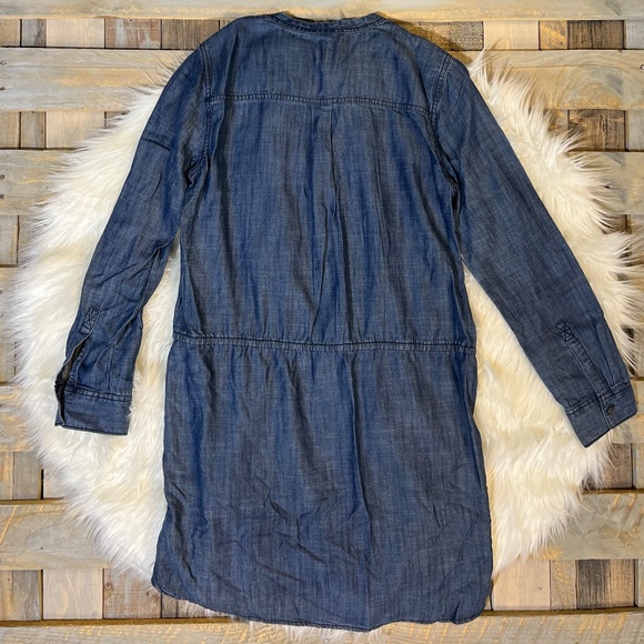 Chambray [GAP] 1/2 Button Down Mini Dress | NWT Blue Jean + Pockets | Small - Picture 4 of 16